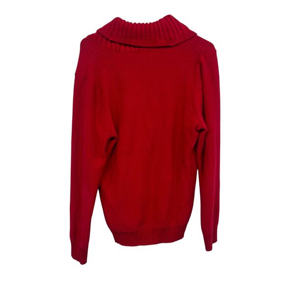 Ralph Lauren LRL Red Shawl Collar Pullover Sweater Cotton Blend Size XL - Picture 3 of 6